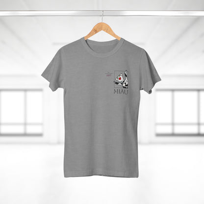 Single Jersey Women's T-shirt - hell - Motiv: Miau, H 9,7 cm
