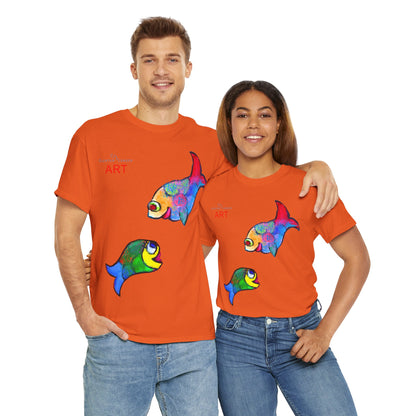 Unisex Heavy Cotton Tee - Motiv: Front Zwei Fische zueinander