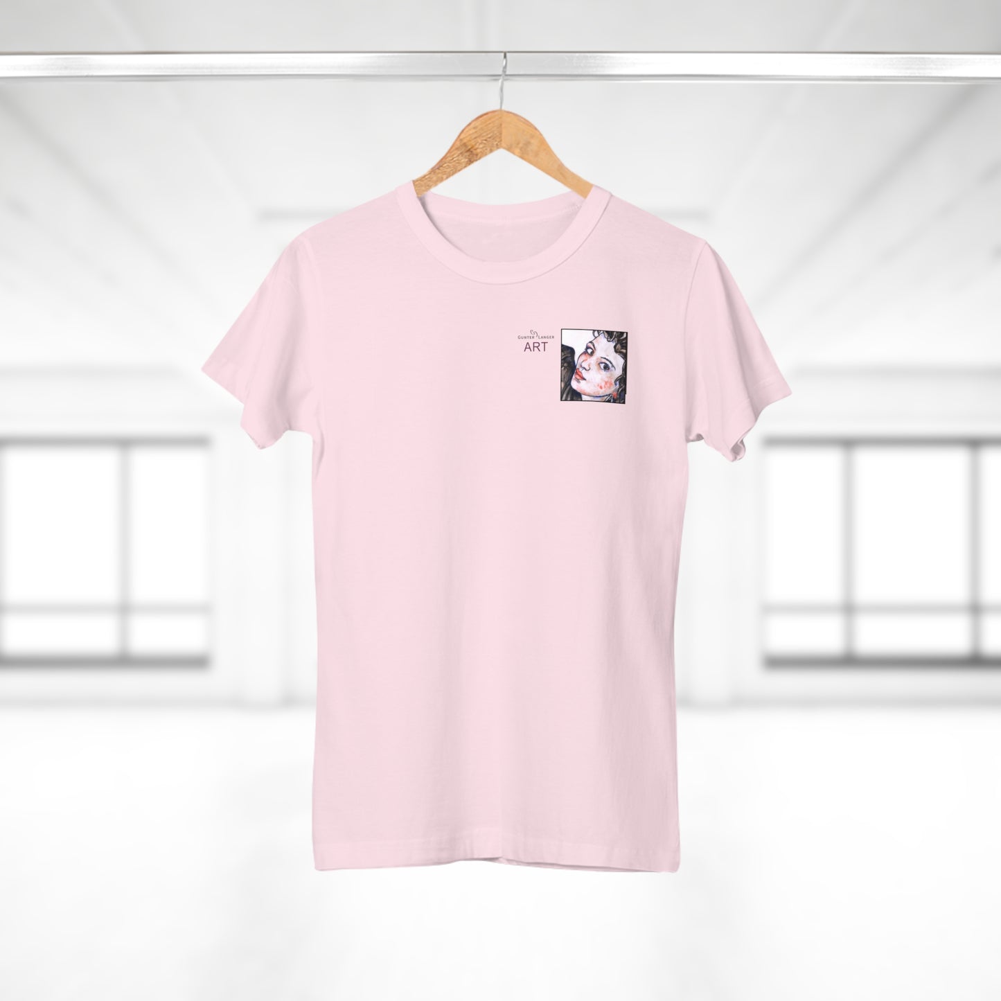 Single Jersey Women's T-shirt - hell - Motiv: Annette, Ausschnitt, H 7,5 cm