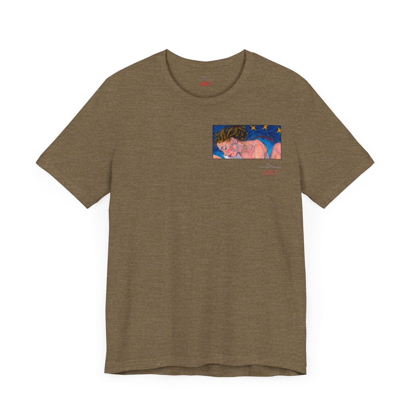 Unisex Jersey Short Sleeve Tee - Motiv: Front Alva (Ausschnitt H 7,8 cm) & Rückseite Alva, H 41 cm, Neck Label