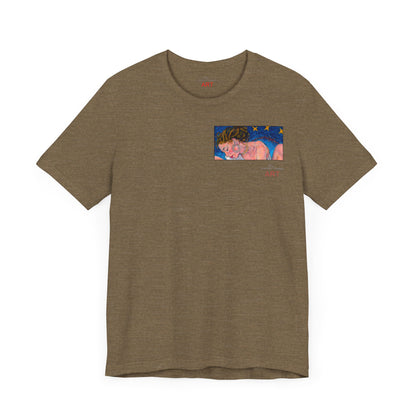 Unisex Jersey Short Sleeve Tee - Motiv: Front Alva (Ausschnitt H 7,8 cm) & Rückseite Alva, H 41 cm, Neck Label