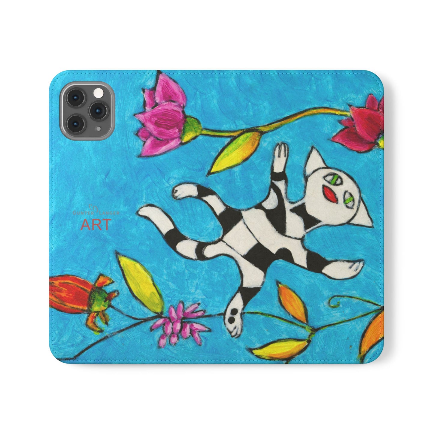 Flip Cases - Motiv: Gescheckte Katze schwebt