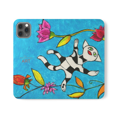 Flip Cases - Motiv: Gescheckte Katze schwebt