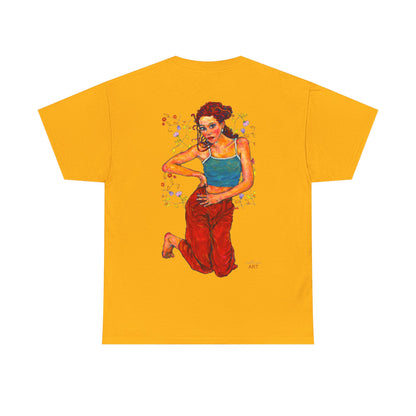 Unisex Heavy Cotton Tee - Motiv: Front, Lea, Ranken, H 13cm & Rückseite, Lea, Ranken, H 40,45 cm, Neck Label