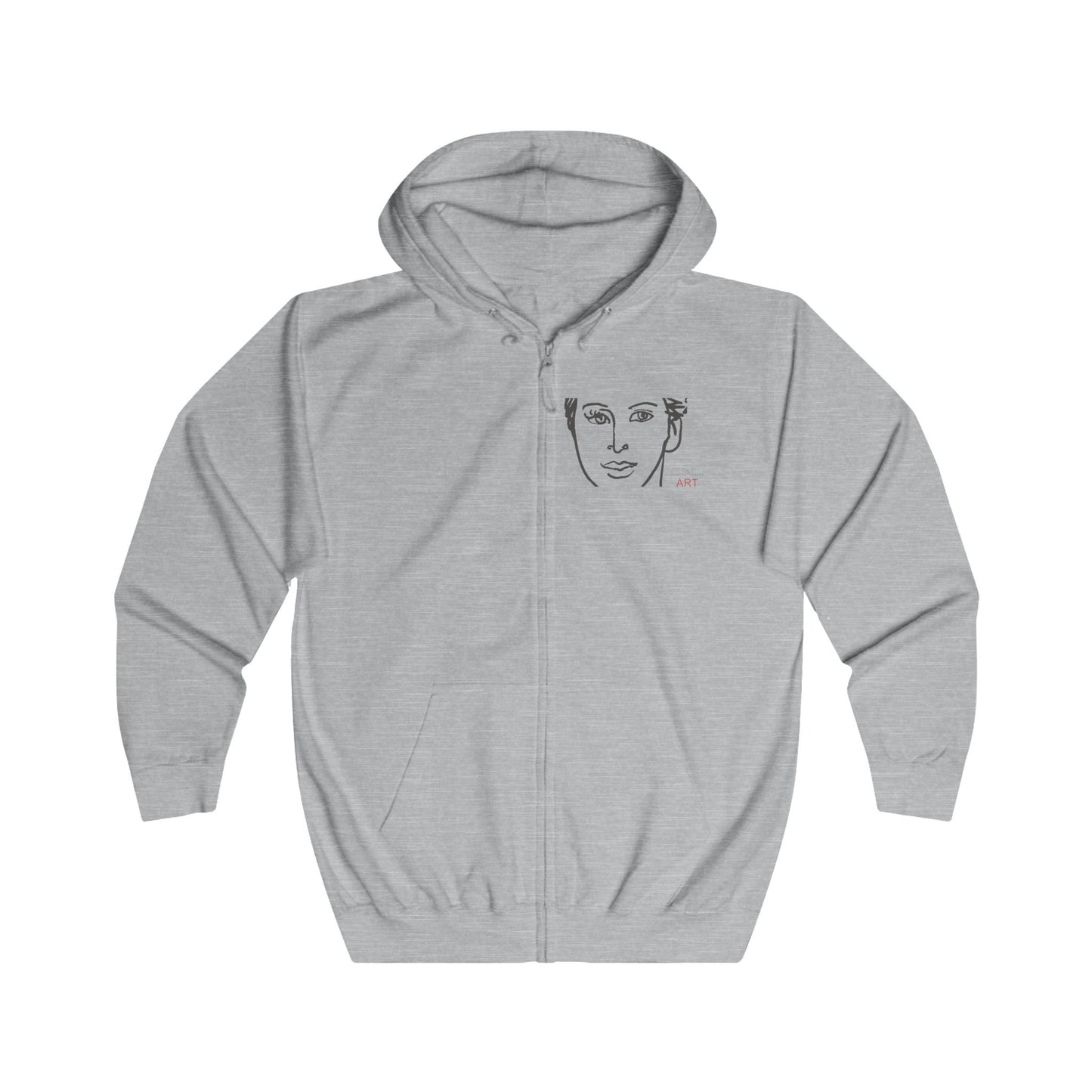 Unisex Full Zip Hoodie - Motiv: Front Lars (Ausschnitt) & Rückseite Lars (grau)