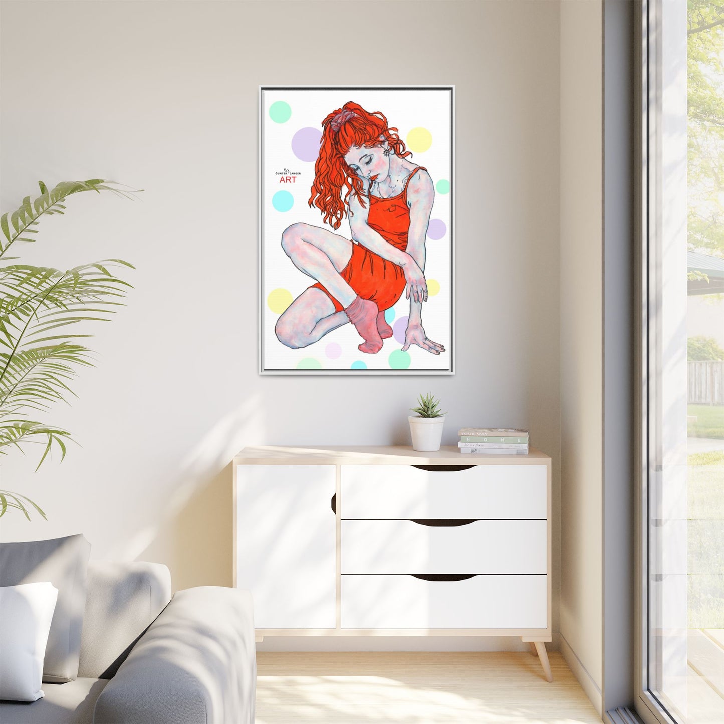 Matte Canvas, Framed (Multi-color) - Motiv:  Julia, Farbkreise, Format groß, H 91,4 bis 152,4 cm