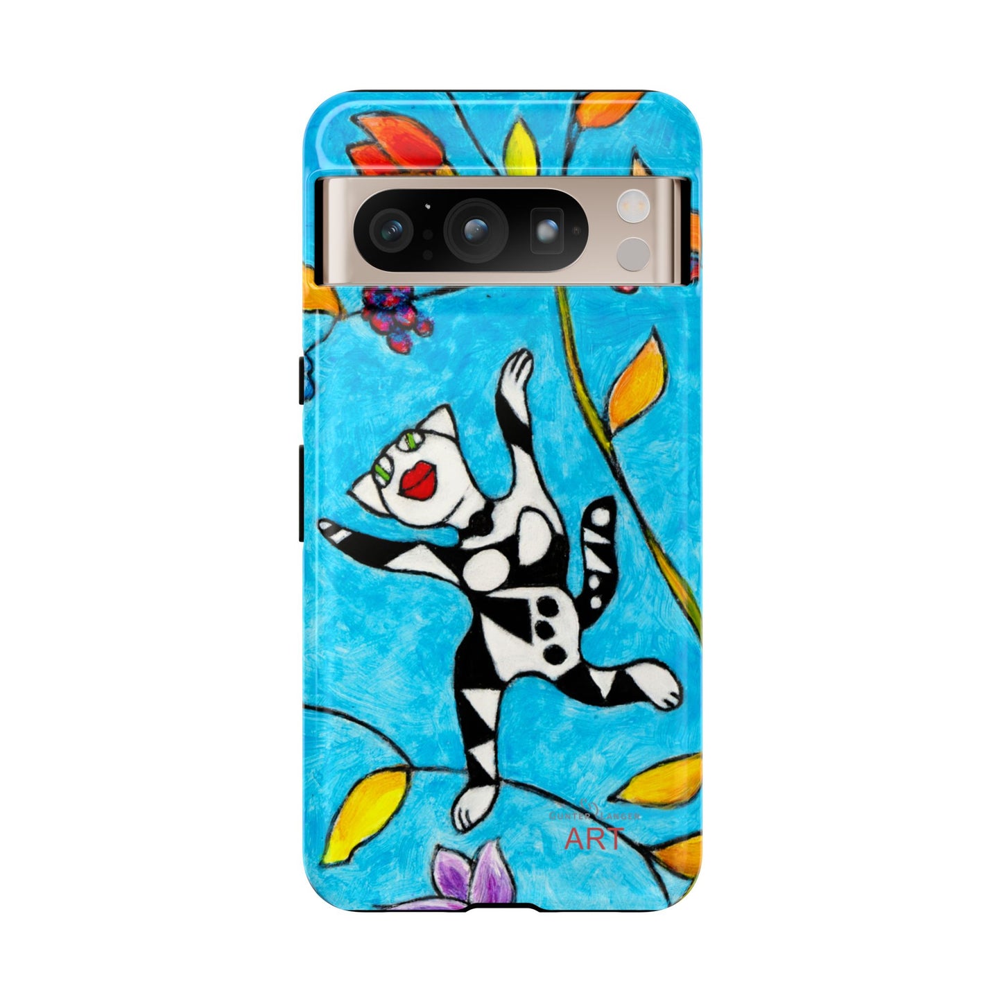 Tough Cases - Google Pixel - Samsung Galaxy - Motiv: Karierte Katze hüpft