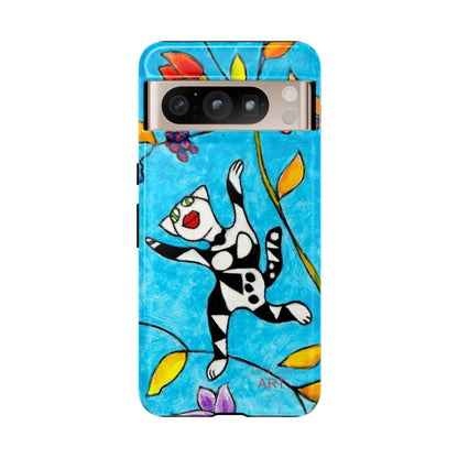 Tough Cases - Google Pixel - Samsung Galaxy - Motiv: Karierte Katze hüpft