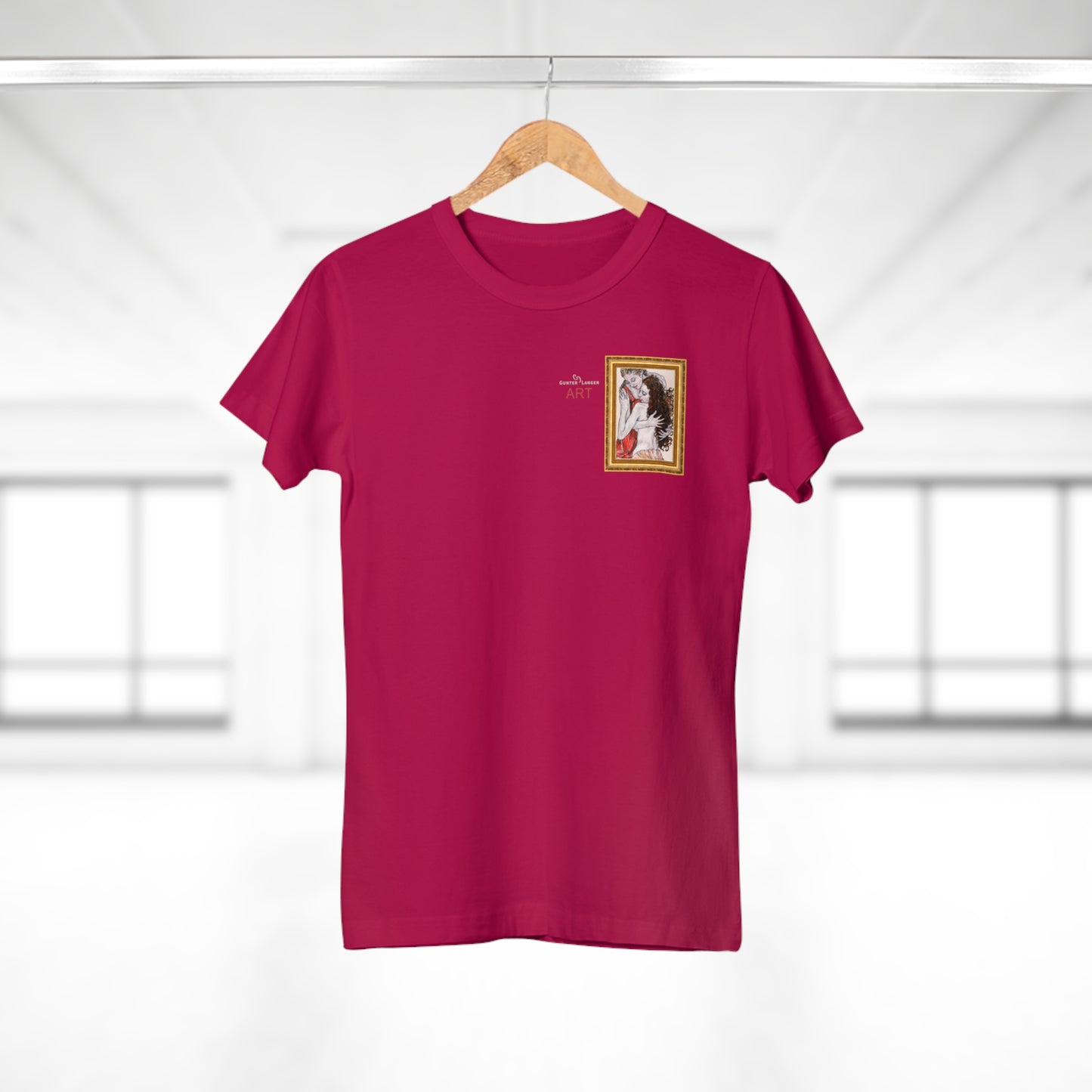 Single Jersey Women's T-shirt - dunkel - Motiv: Bei dir, H 11 cm