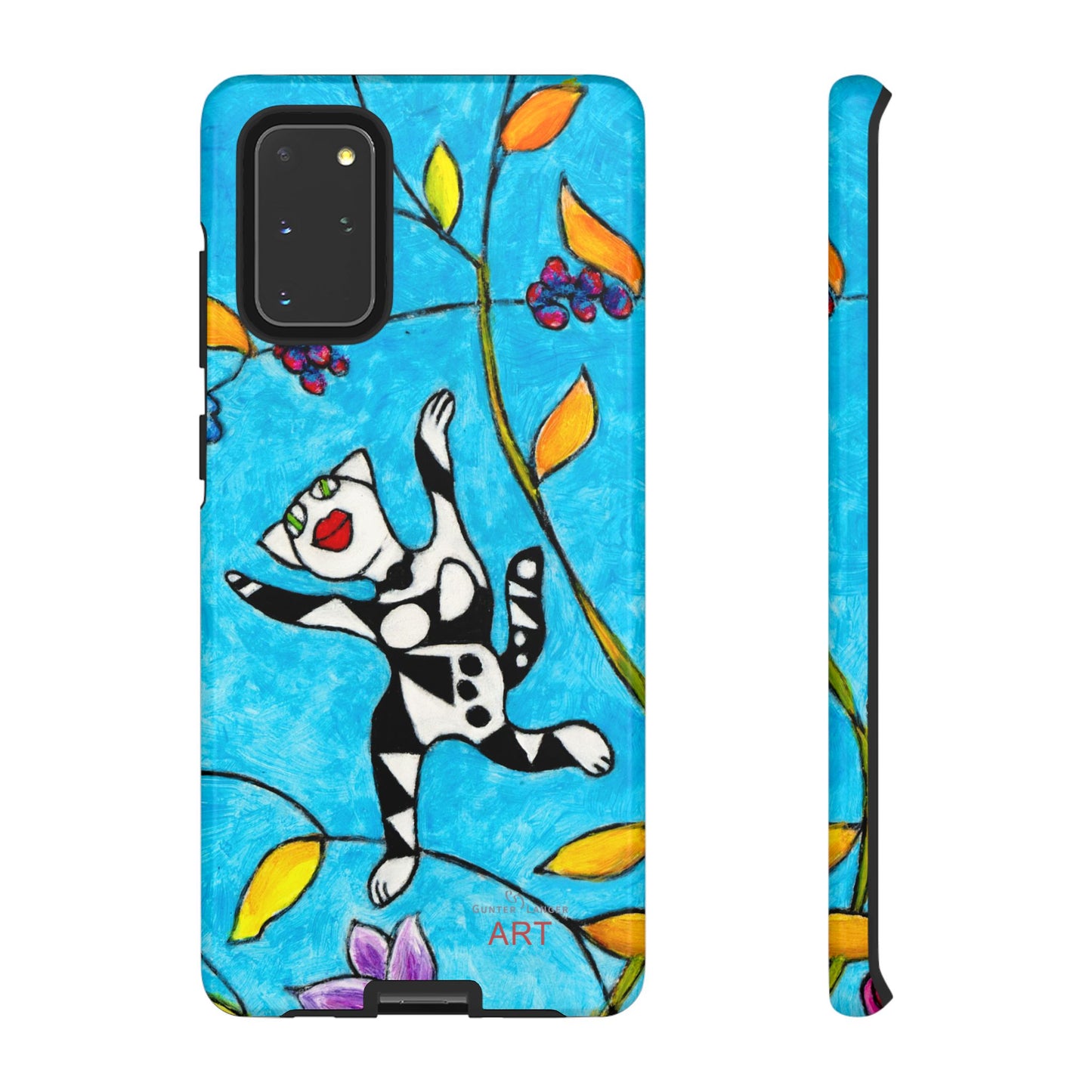 Tough Cases - Google Pixel - Samsung Galaxy - Motiv: Karierte Katze hüpft