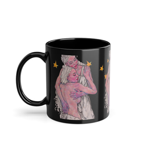 Black Coffee Cup, 11oz - Motiv: Zuflucht, Nachthimmel mit Sternen