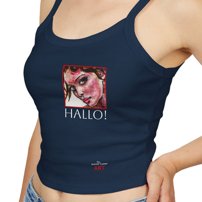 Women's Spaghetti Strap Tank Top - Motiv: Front Carla & Rückseite Schrift  Hallo!