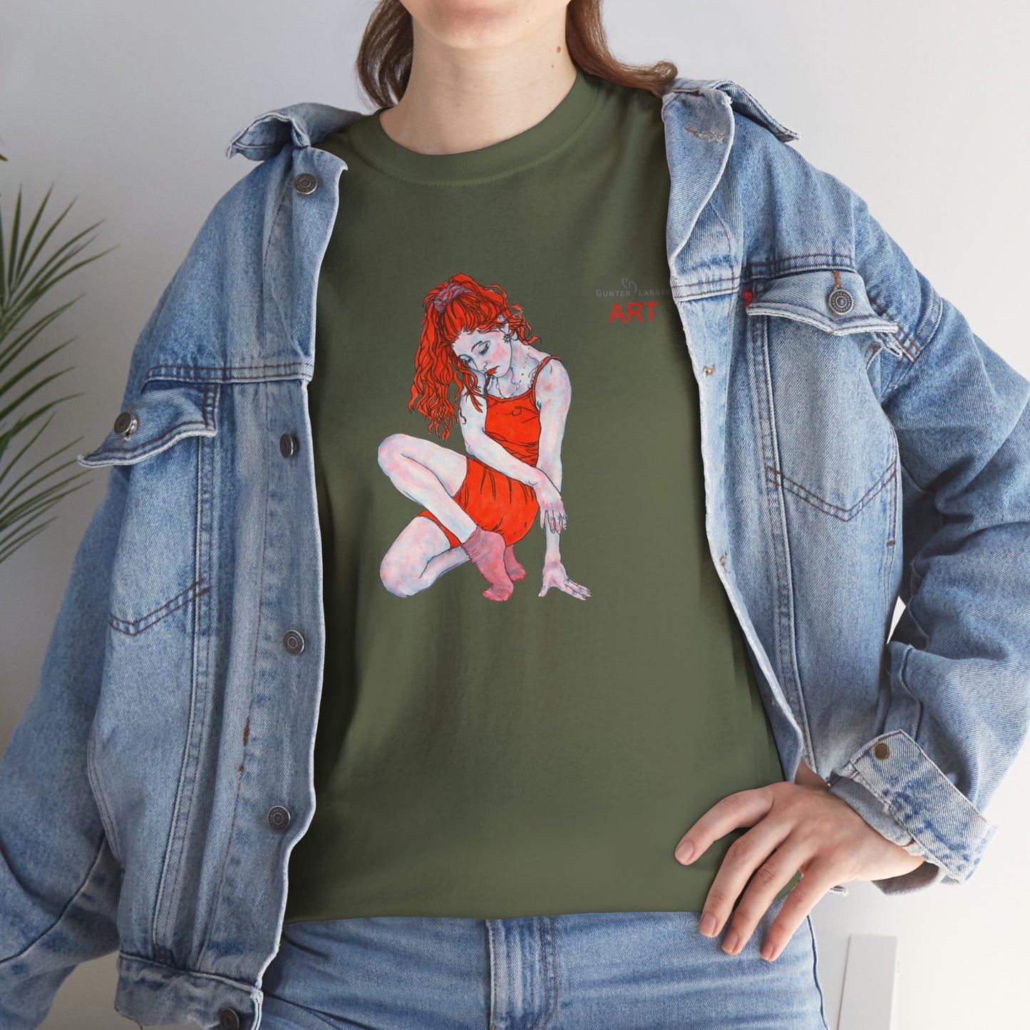 Unisex Heavy Cotton Tee - Motiv:  Front Julia, H25 cm & Rückseite Julia, H 49 cm