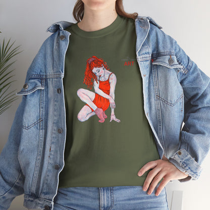 Unisex Heavy Cotton Tee - Motiv:  Front Julia, H25 cm & Rückseite Julia, H 49 cm