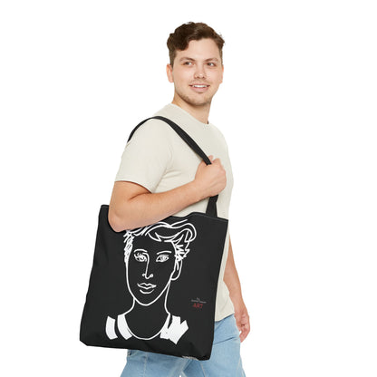 Tote Bag (AOP) - Motiv: Front Lars & Rückseite Lars, Schwarz