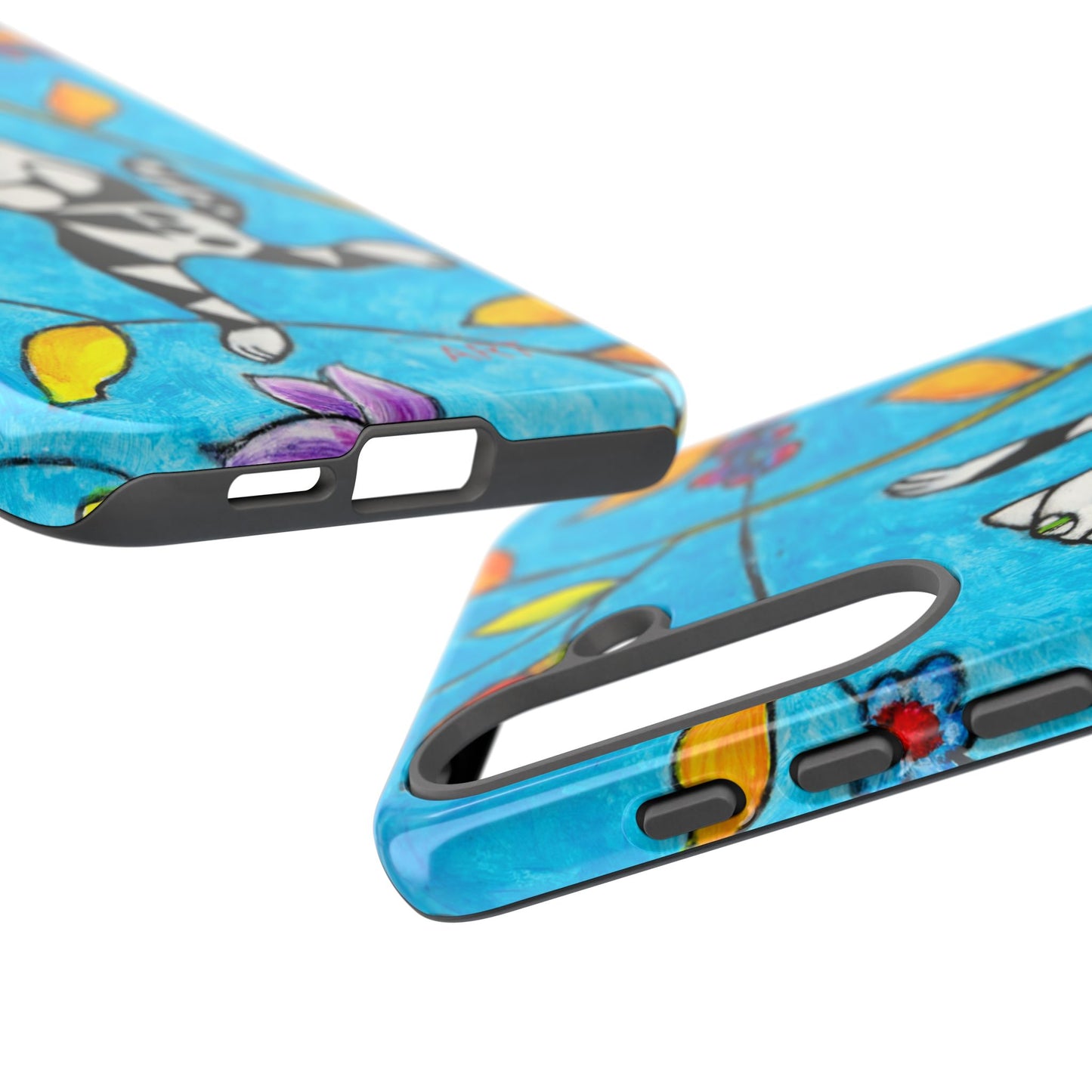 Tough Cases - Google Pixel - Samsung Galaxy - Motiv: Karierte Katze hüpft