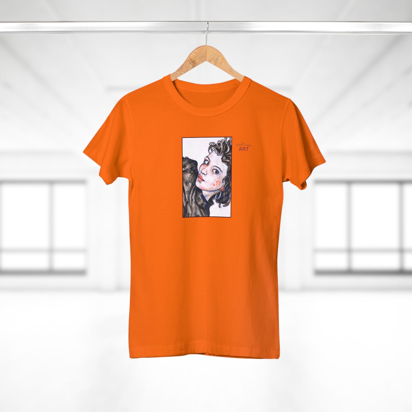 Single Jersey Women's T-shirt - hell - Motiv: Front Annette, H 20 cm & Rückseite Annette, H 35,56 cm