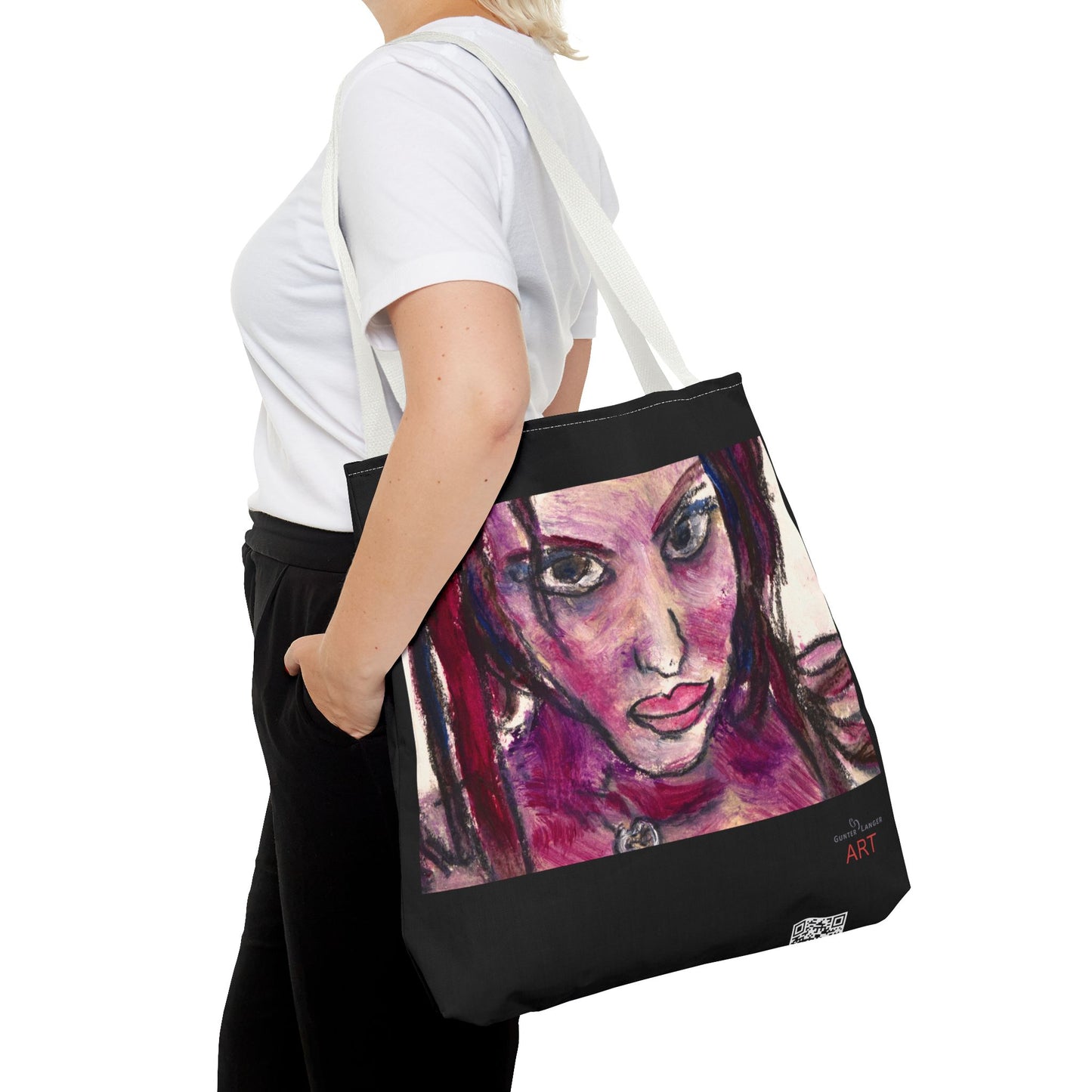 Tote Bag (AOP) - Motiv: Front Lola & Rückseite Lola, Schwarz