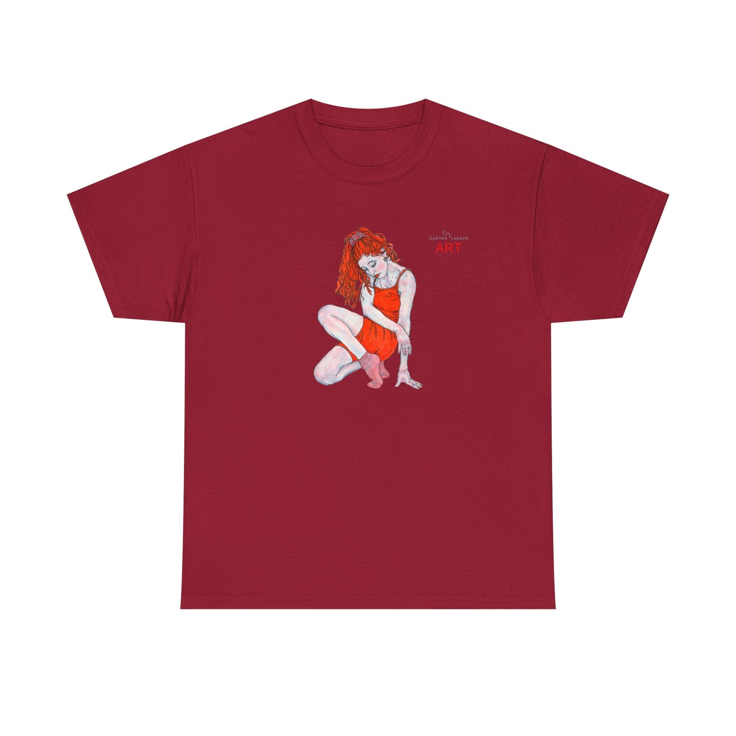 Unisex Heavy Cotton Tee - Motiv:  Front Julia, H25 cm & Rückseite Julia, H 49 cm