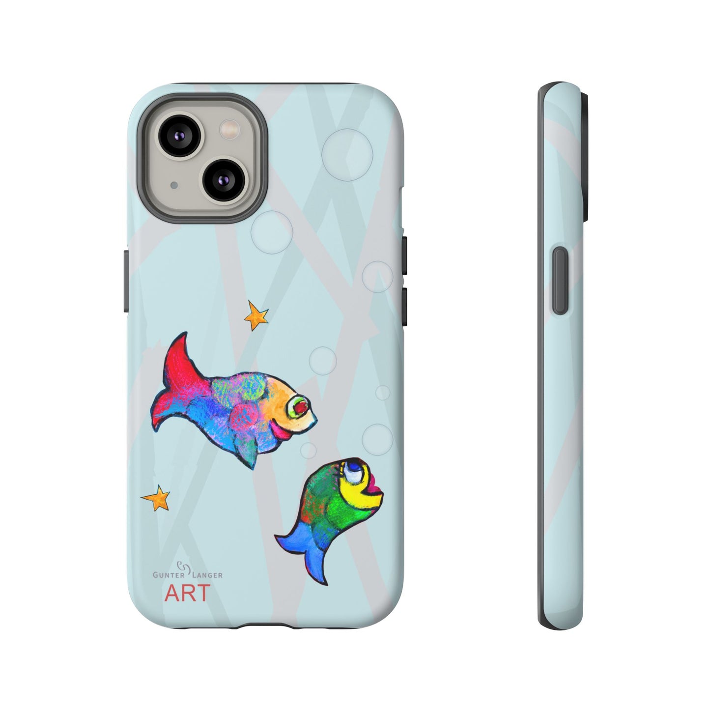 Tough Cases - iPhone - Motiv: "Fische", Mikado blau