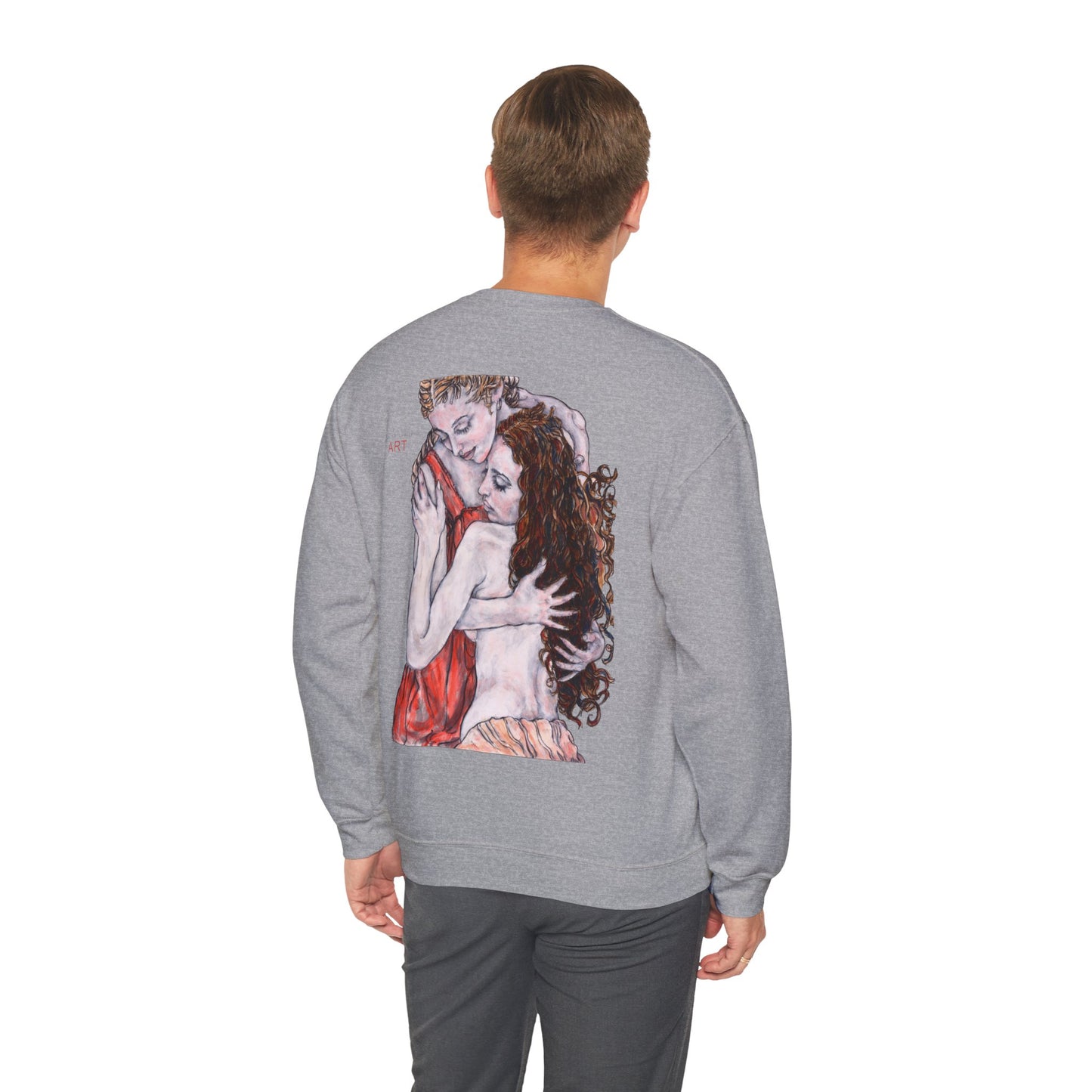 Unisex Heavy Blend™ Crewneck Sweatshirt - Motiv: Front Bei dir (Ausschnitt) & Rückseite Bei dir H 43 cm