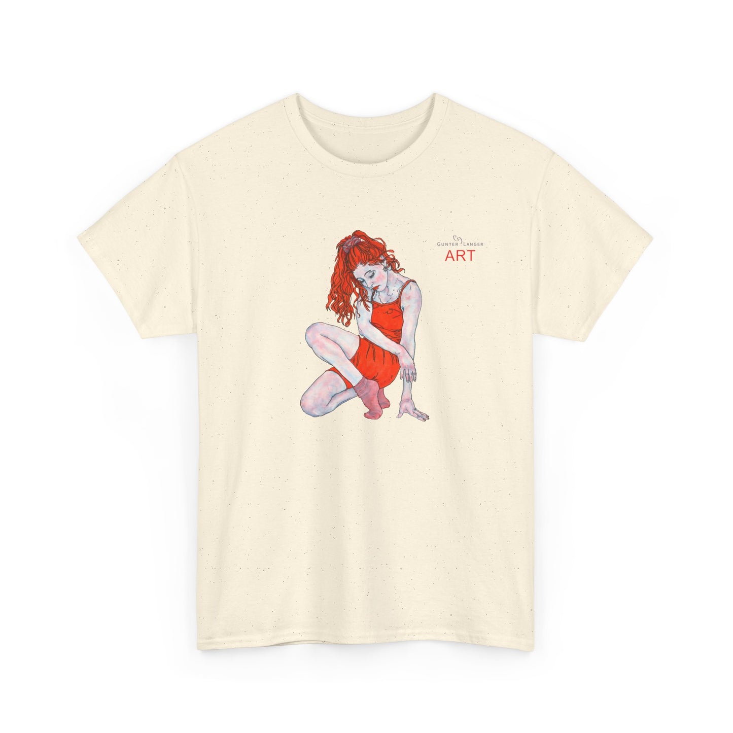 Unisex Heavy Cotton Tee - Motiv:  Front Julia, H25 cm & Rückseite Julia, H 49 cm