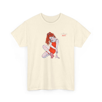 Unisex Heavy Cotton Tee - Motiv:  Front Julia, H25 cm & Rückseite Julia, H 49 cm