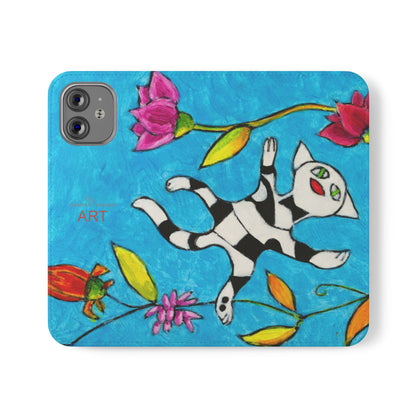 Flip Cases - Motiv: Gescheckte Katze schwebt