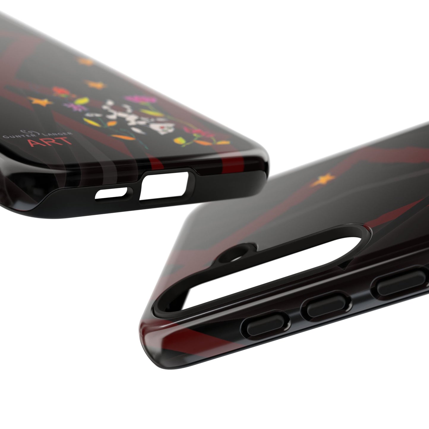 Tough Cases - Google Pixel - Samsung Galaxy - Motiv: Katze schwebt und Ranken, H 5,26 cm, Mikado3