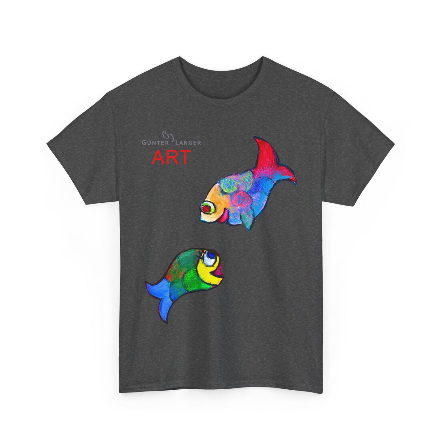 Unisex Heavy Cotton Tee - Motiv: Front Zwei Fische zueinander