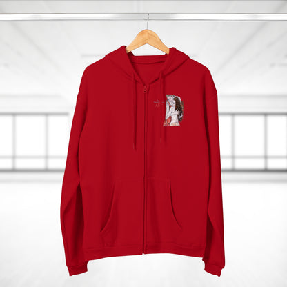 Unisex Hooded Zip Sweatshirt - Motiv: Front Bei dir, H 11 cm & Rückseite Bei dir, H 49 cm