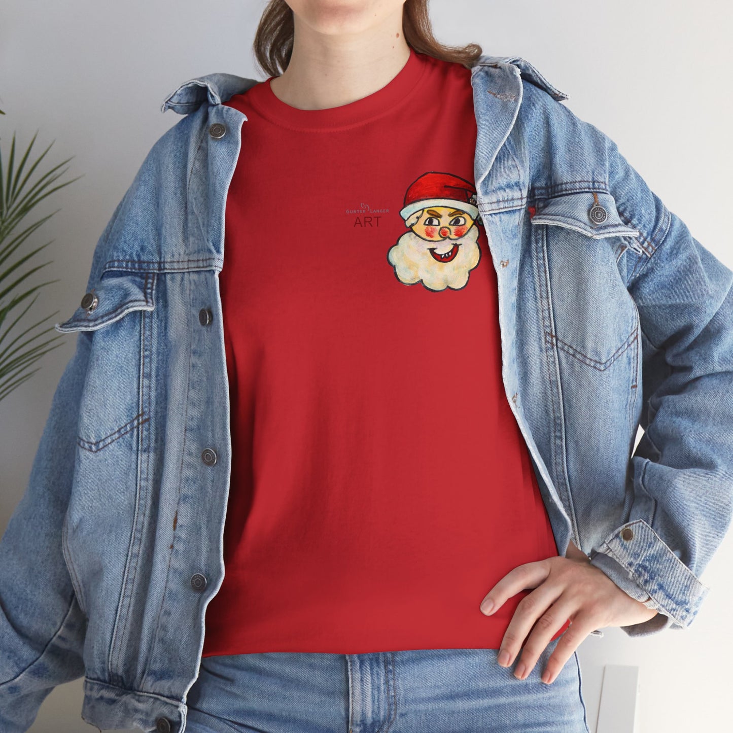 Unisex Heavy Cotton Tee - Motiv: Weihnachtsmann, H 13 cm