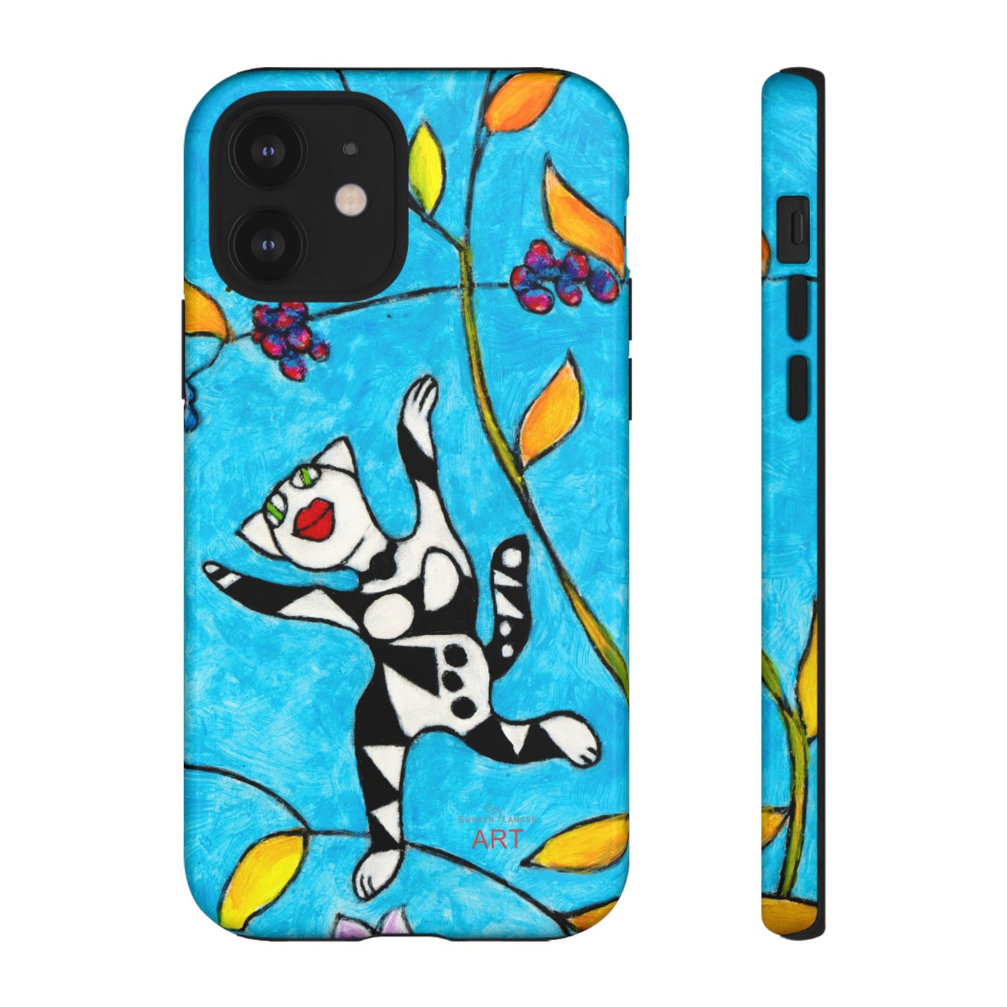 Tough Cases - iPhone - Motiv: Karierte Katze hüpft