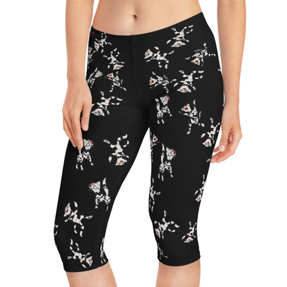 Women's Capri Leggings (AOP) -  Motiv viele Katzen T2 schwarz