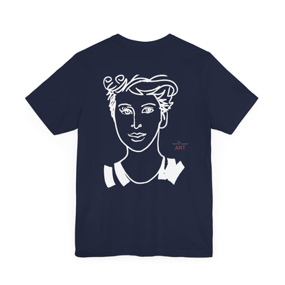 Unisex Jersey Short Sleeve Tee - Motiv: Front H 24,5 cm Lars.  & Rückseite Lars, H 38 cm (weiß)