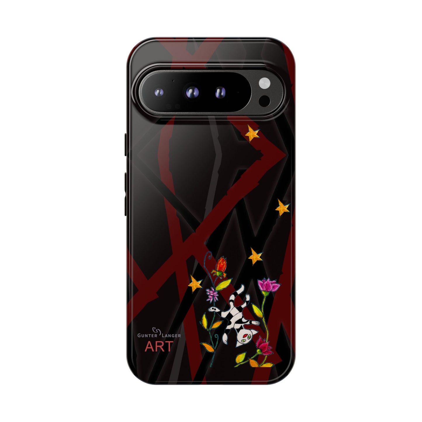 Tough Cases - Google Pixel - Samsung Galaxy - Motiv: Katze schwebt und Ranken, H 5,26 cm, Mikado3