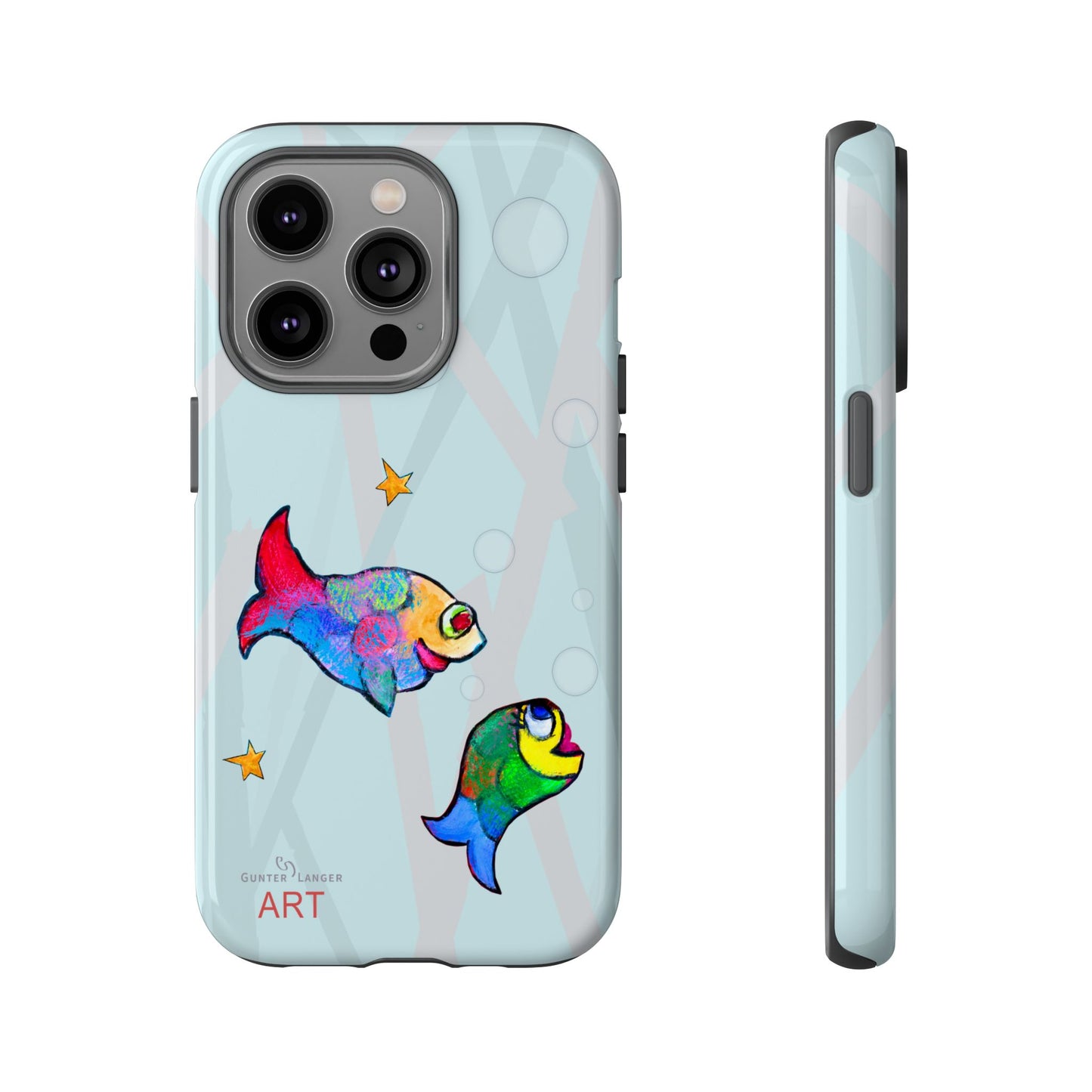 Tough Cases - iPhone - Motiv: "Fische", Mikado blau