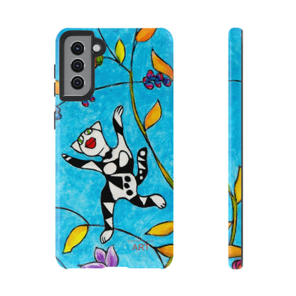 Tough Cases - Google Pixel - Samsung Galaxy - Motiv: Karierte Katze hüpft