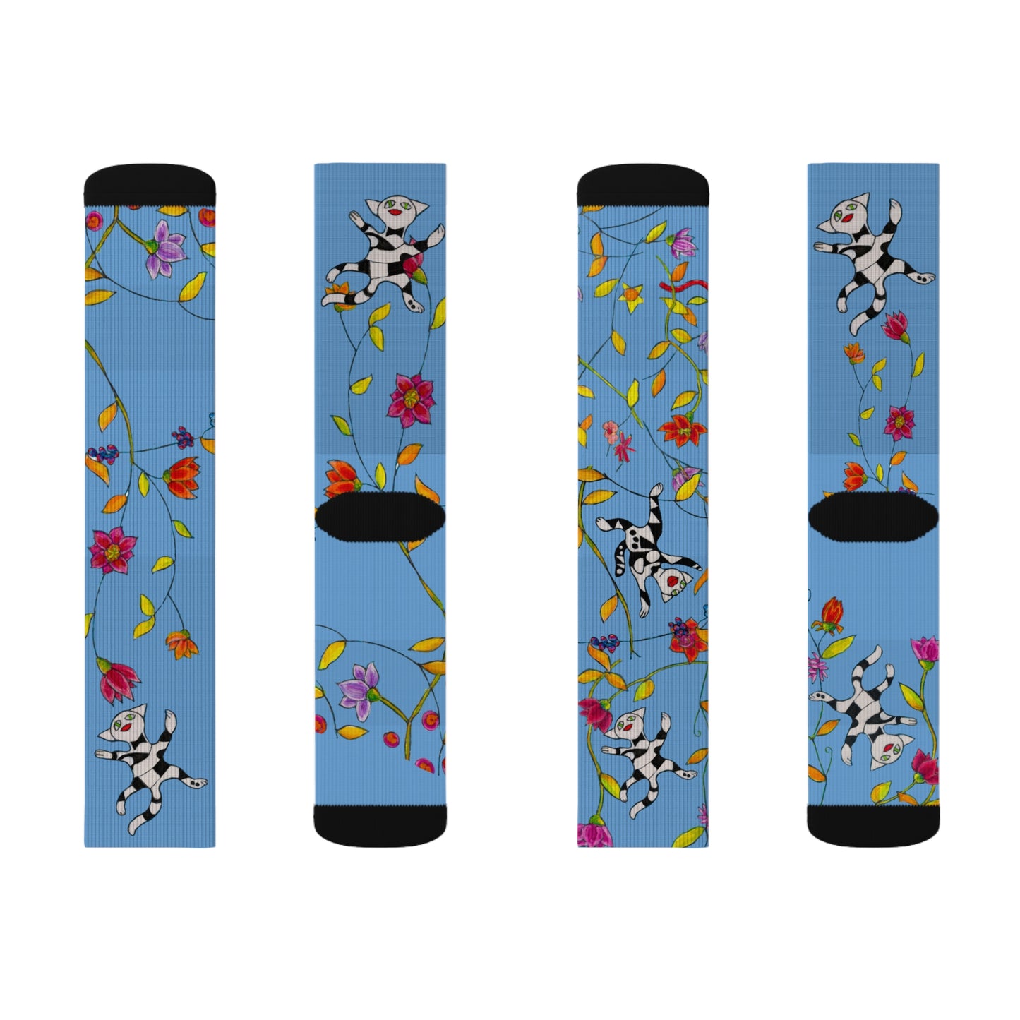 Sublimation Socks - Motiv: Katzen und Ranken