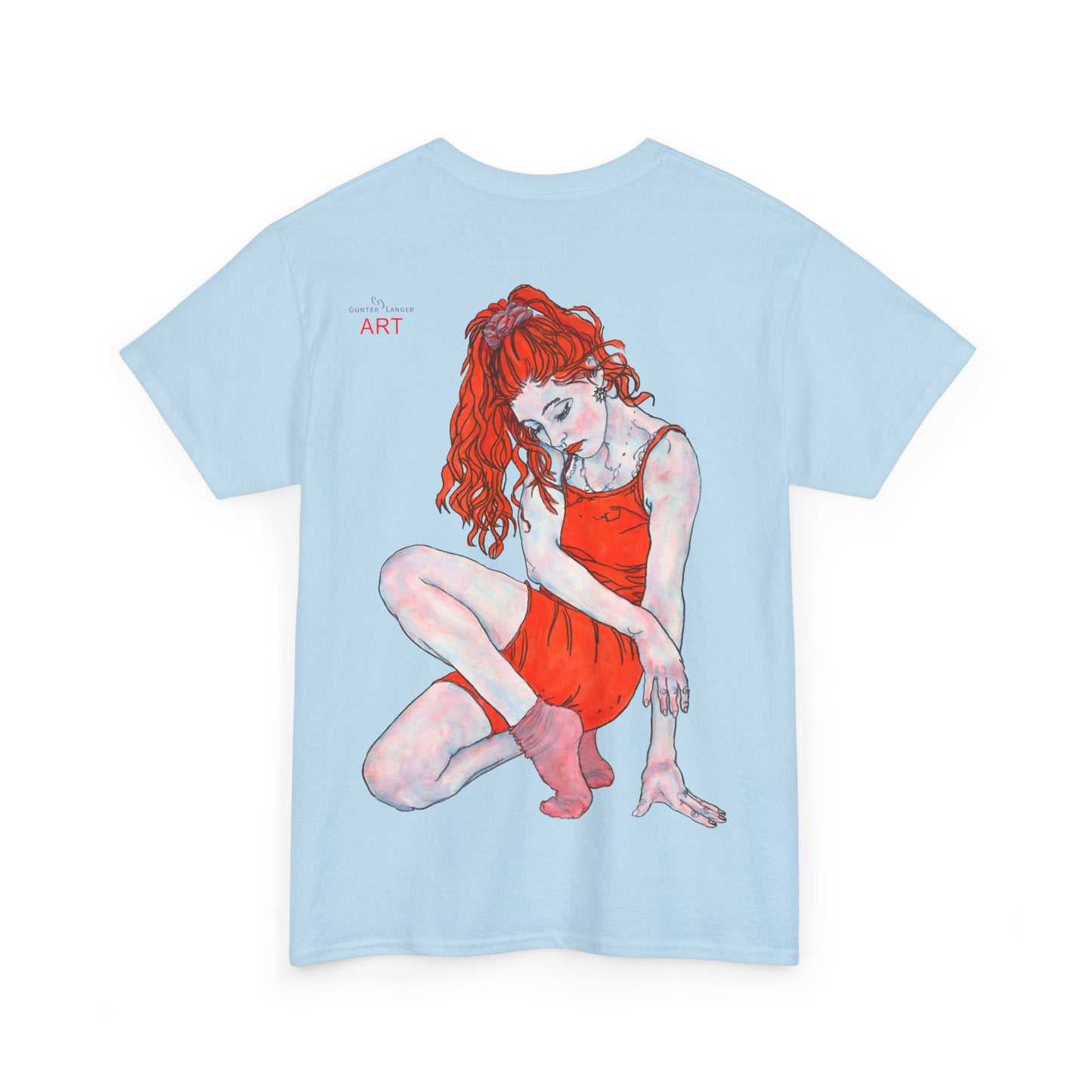 Unisex Heavy Cotton Tee - Motiv:  Front Julia, H25 cm & Rückseite Julia, H 49 cm