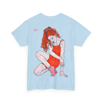 Unisex Heavy Cotton Tee - Motiv:  Front Julia, H25 cm & Rückseite Julia, H 49 cm