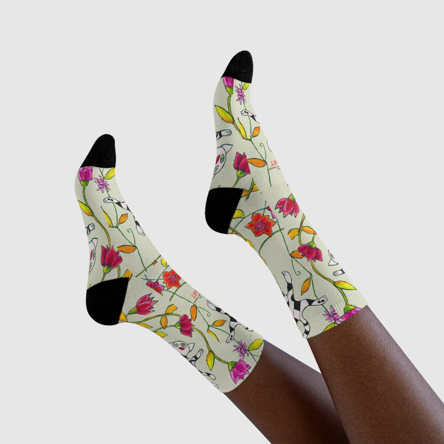 Sublimation Crew Socks (EU) - Motiv: Katze fliegt durch Ranken