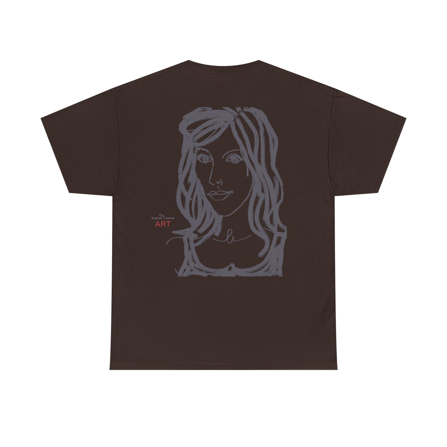 Unisex Heavy Cotton Tee - Motiv:  Front Esther ( grau, klein) & Rückseite Esther (grau), Neck Label