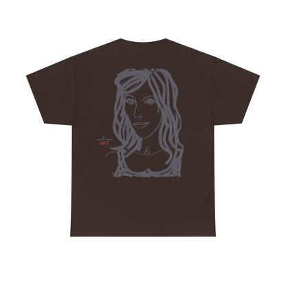 Unisex Heavy Cotton Tee - Motiv:  Front Esther ( grau, klein) & Rückseite Esther (grau), Neck Label