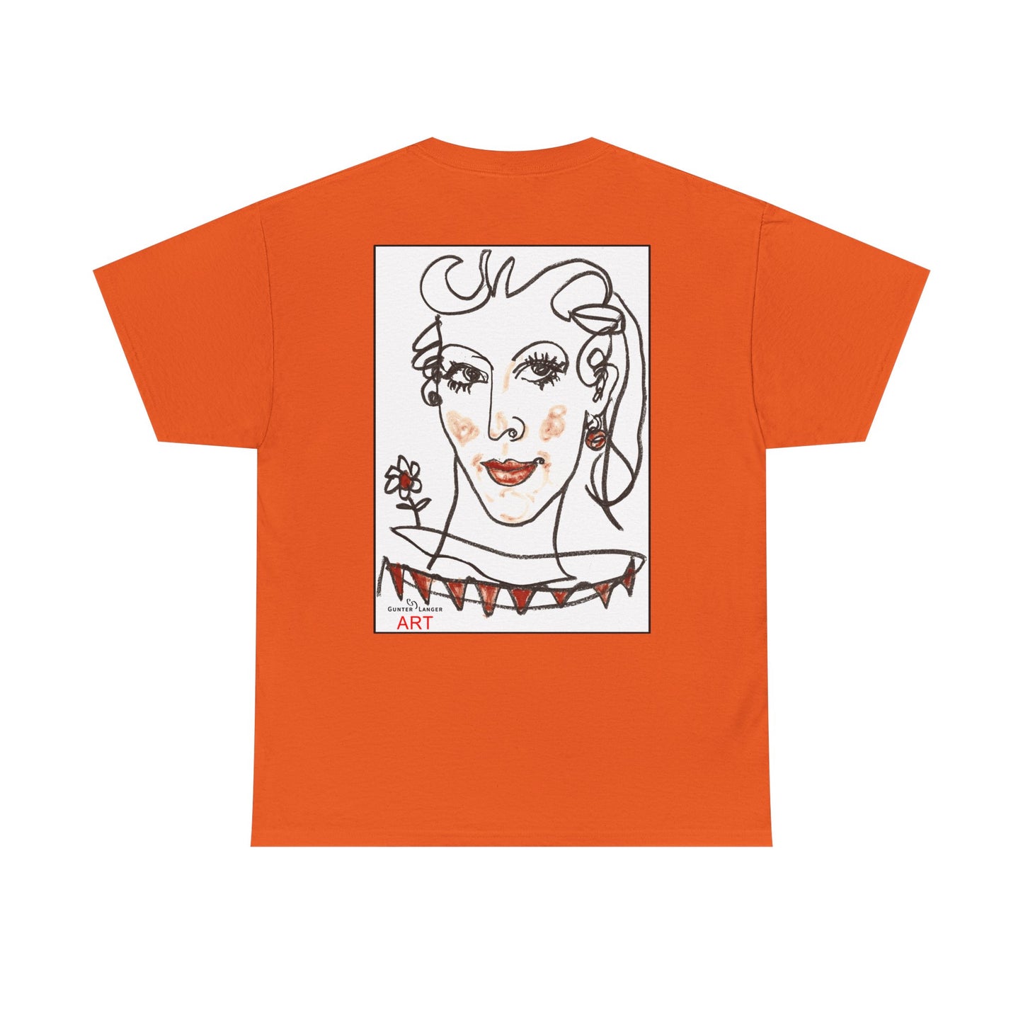 Unisex Heavy Cotton Tee - Motiv: Front Logo & Rückseite Lina, Neck Label
