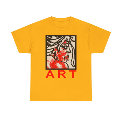 Unisex Heavy Cotton Tee - Motiv: Front, Ria mit Art Rot, H 40 cm