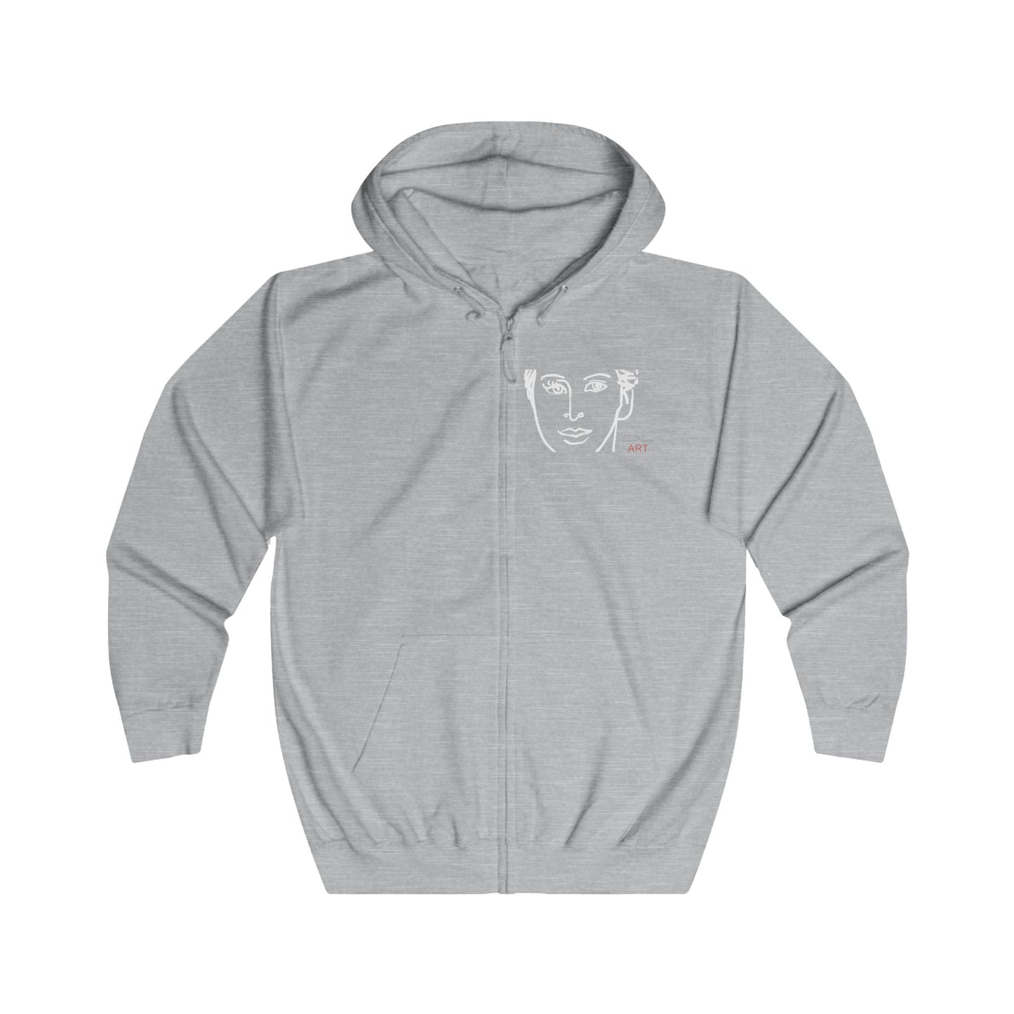 Unisex Full Zip Hoodie - Motiv: Front Lars (Ausschnitt) & Rückseite Lars (Weiss)