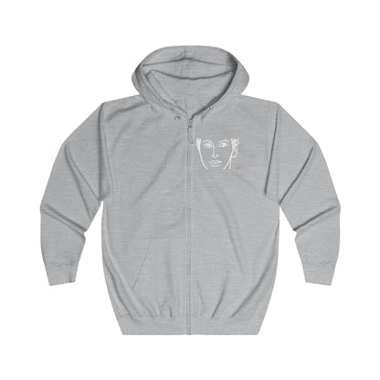 Unisex Full Zip Hoodie - Motiv: Front Lars (Ausschnitt) & Rückseite Lars (Weiss)