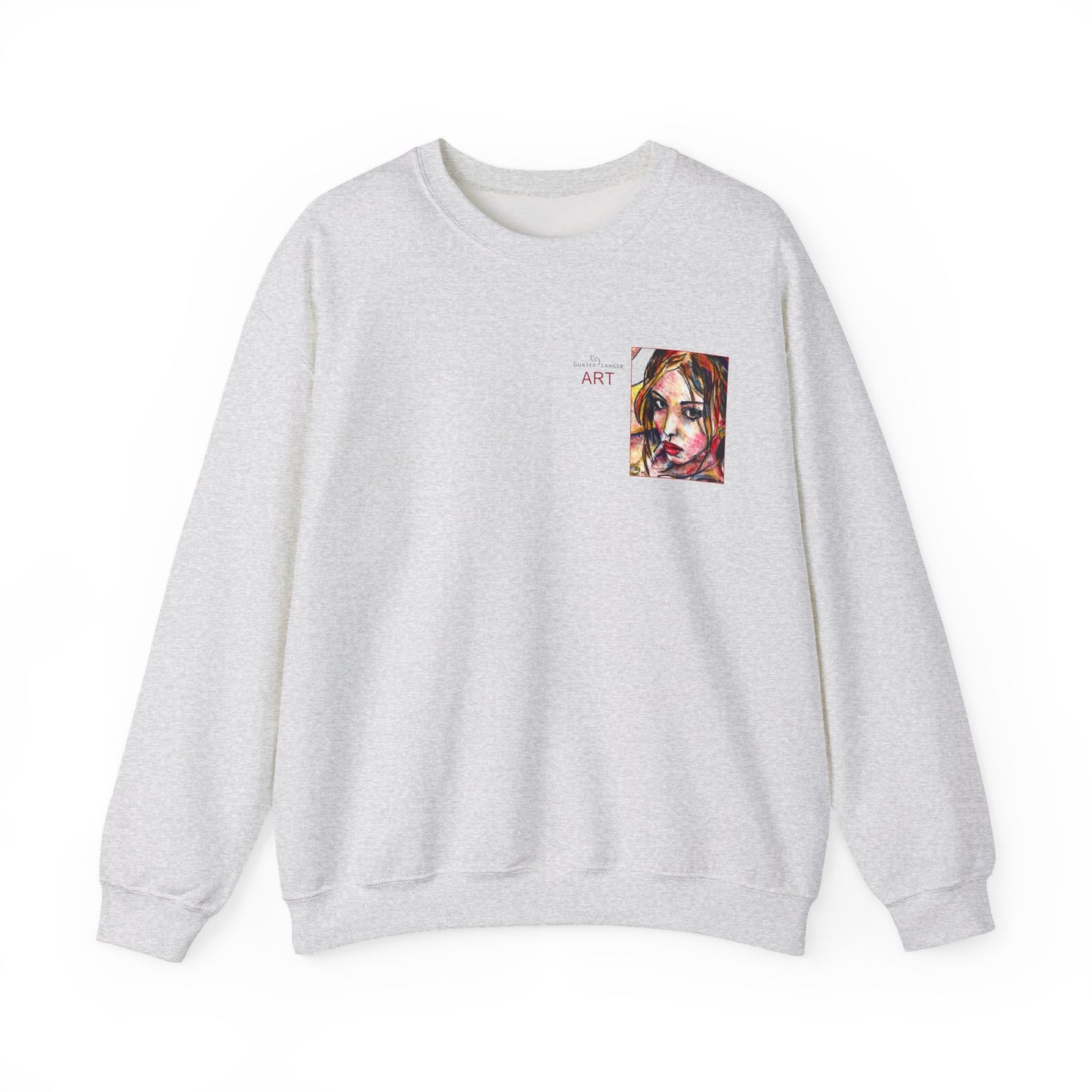 Unisex Heavy Blend™ Crewneck Sweatshirt - Motiv: Front Camilla (H 11,4 cm) & Rückseite Camilla / Leni, H 41 cm