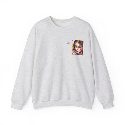 Unisex Heavy Blend™ Crewneck Sweatshirt - Motiv: Front Camilla (H 11,4 cm) & Rückseite Camilla / Leni, H 41 cm